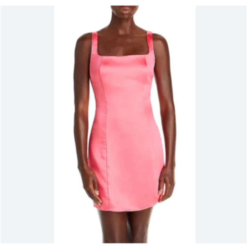 AQUA Ladies Hot Pink Sleeveless Satin Bodycon Mini Dress, Size Medium, NWT!